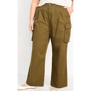 NWT Women's Old Navy Extra High Waist Super Wide Leg Cargo Pants Size 4X Moss...
